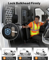Melipron Ford Transit High Roof Van Bulkhead Partition with Locking Sliding Door - Black