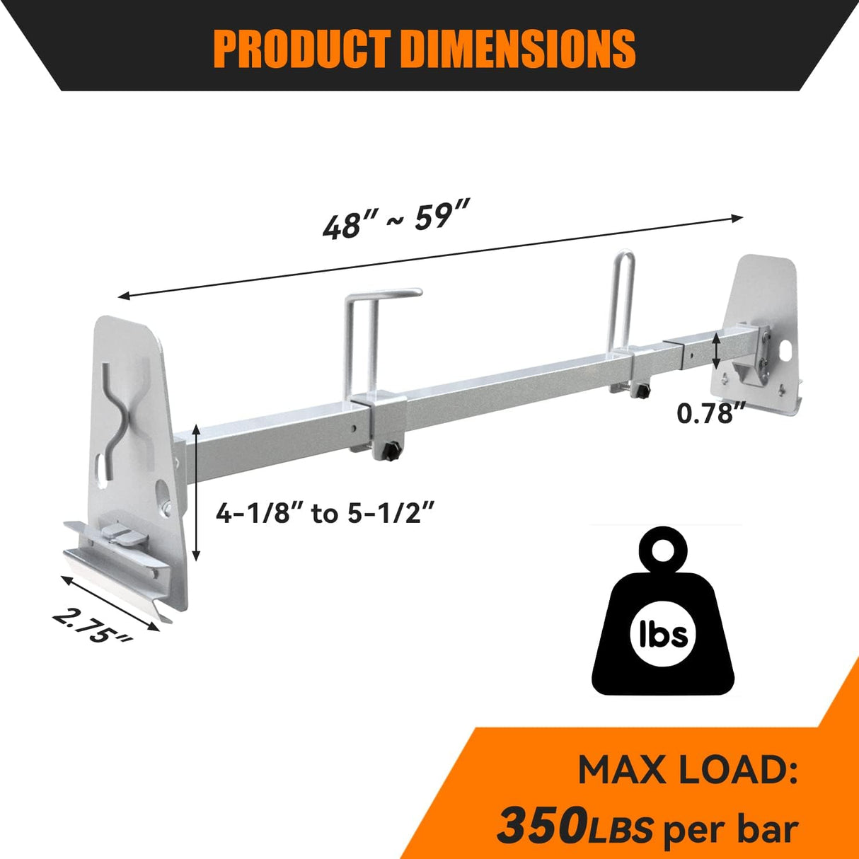 Van Roof Rack for Ford E150 250 350 Chevy Chevrolet Express 1500 2500 3500 GMC Savana with Rain Gutters-10