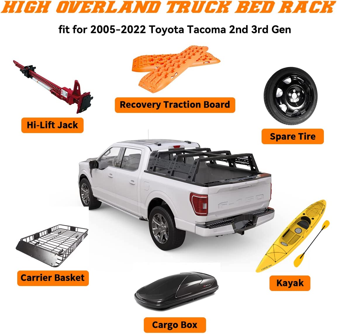 Overland Truck Bed Rack Tent Rack for Toyota Tacoma - MELIPRON