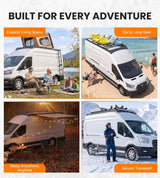 MELIPRON Ford Transit 148" WB Ext High Roof Aluminum Roof Rack, Low Profile, Wind Fairing, T-Slot, 300lb/500lb Capacity -6
