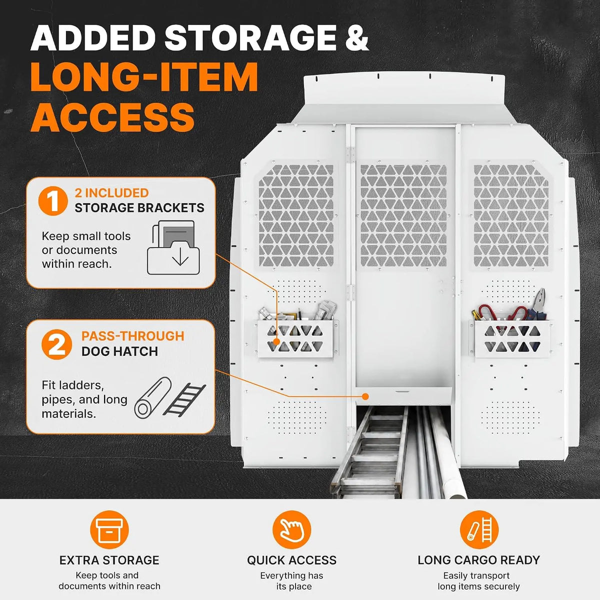 MELIPRON Van Partition with Hinged Door Fit for 2014-2026 Ford Transit 150/250/350 High Roof