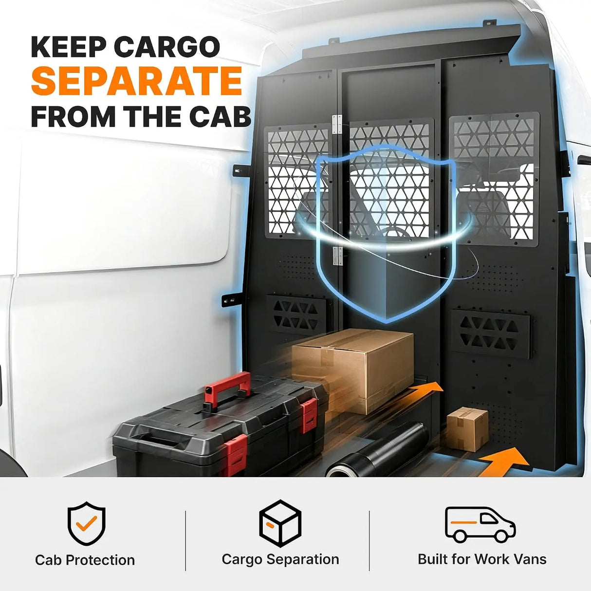 MELIPRON Steel Van Partition for Nissan NV High Roof with Locking Hinged Door