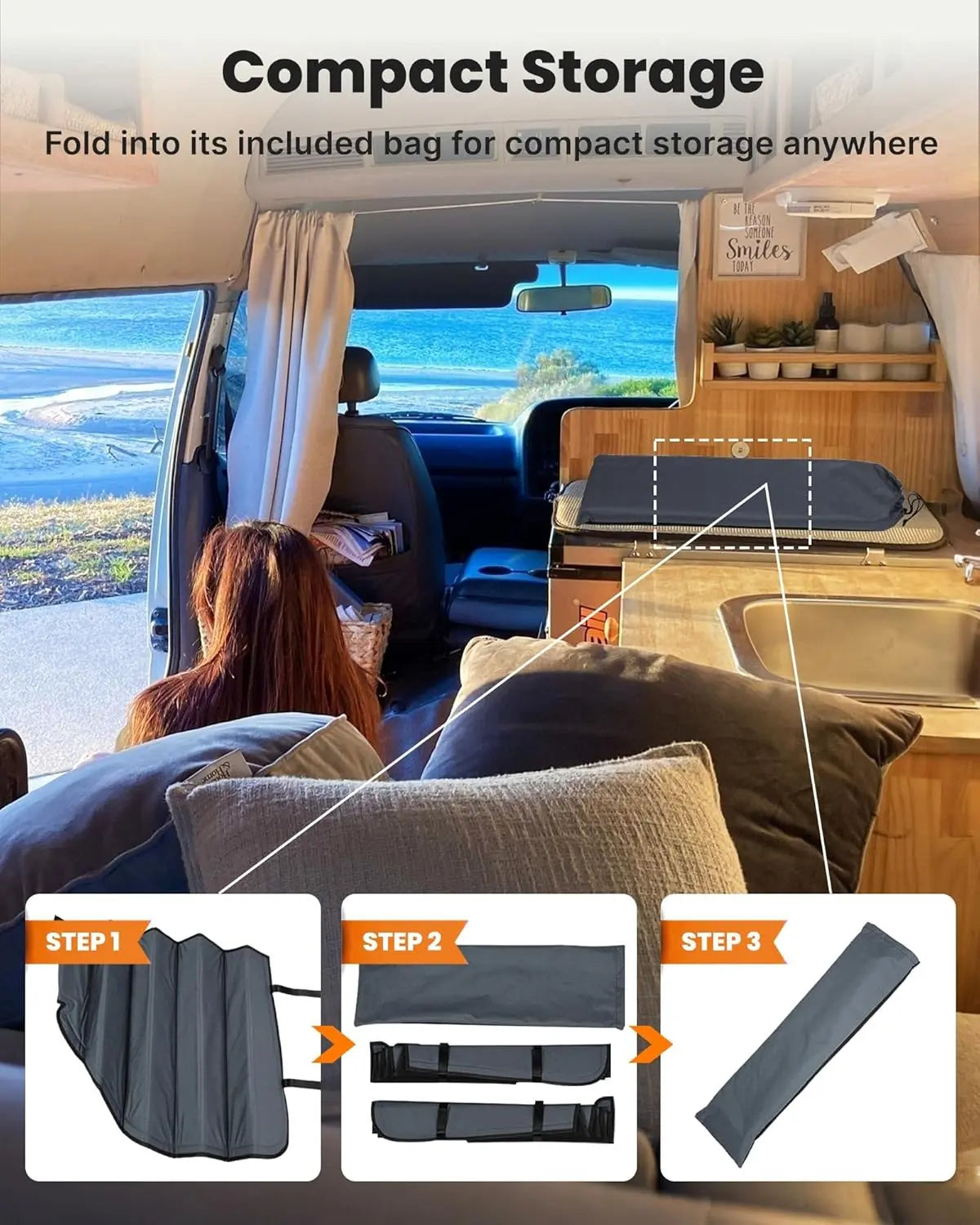 Insulated Blackout Van Window Covers for Ford Transit 150 250 350 - 6