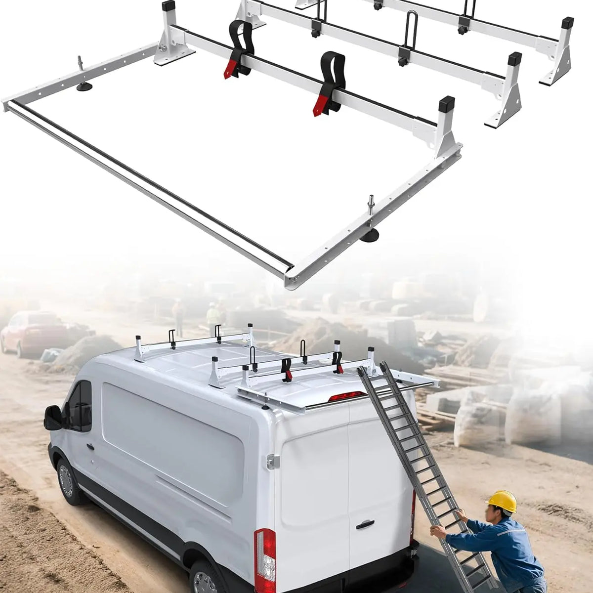 MELIPRON Cargo Van Roof Ladder Rack with 36