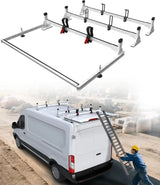 Cargo Van Roof Ladder Rack with 36" Rear Roller (NOT Affect Brake Light) Fit for Ford Transit 150 250 350, Low/Mid/High Roof, 800 Lbs Capacity Steel Ladder Rack for Van, No‑Drill Required-1
