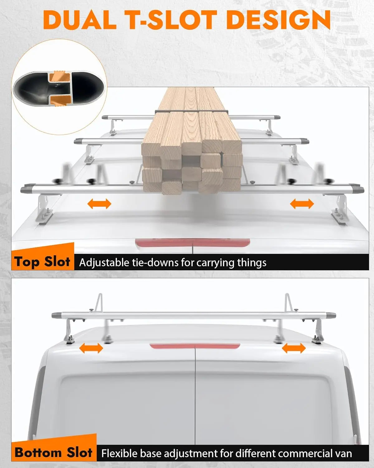 Aluminum Van Roof Rack Fit for Ford Transit, Ram Promaster, Nissan NV-2