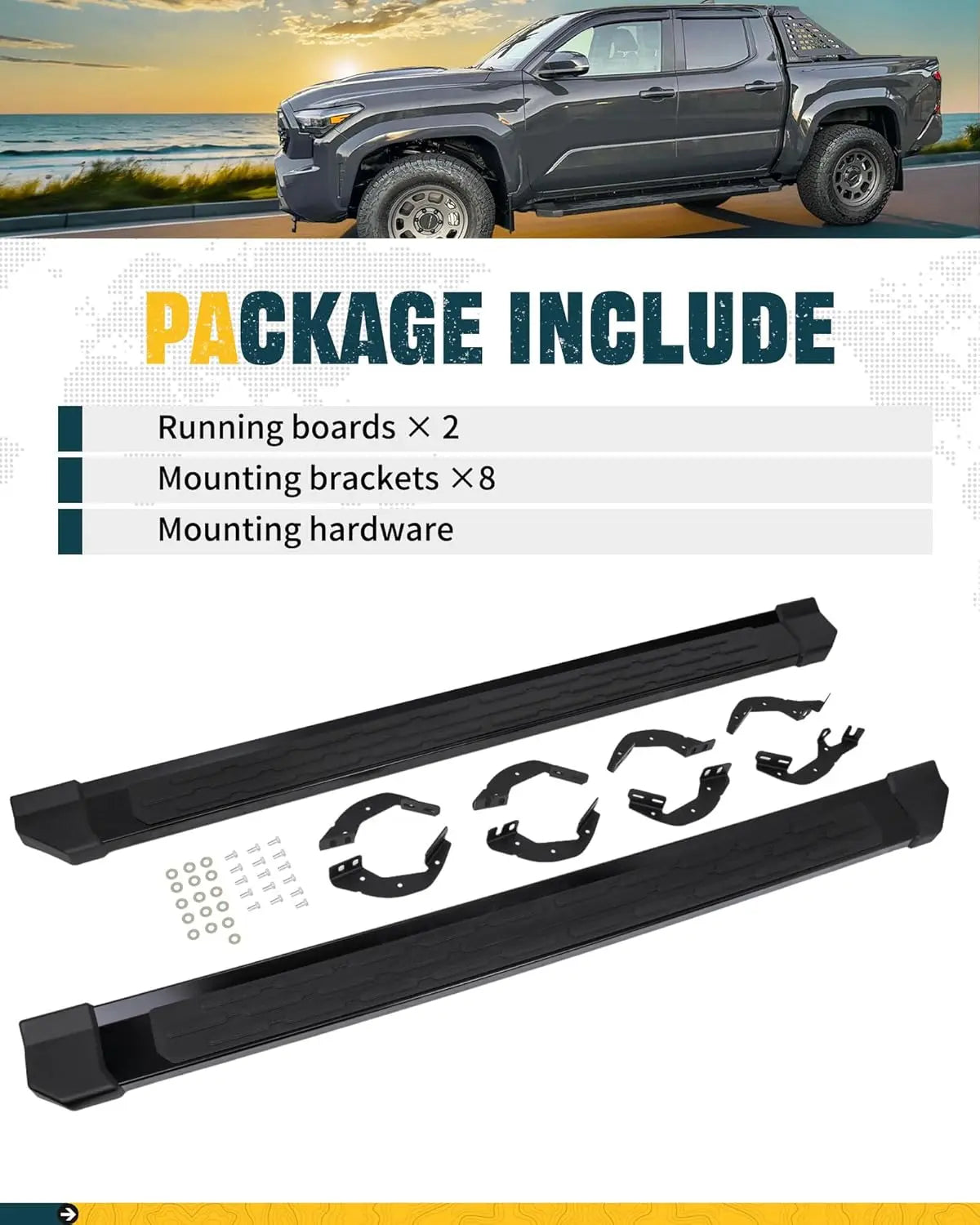 Running Boards for 2024 2025 Toyota Tacoma Double Cab - MELIPRON