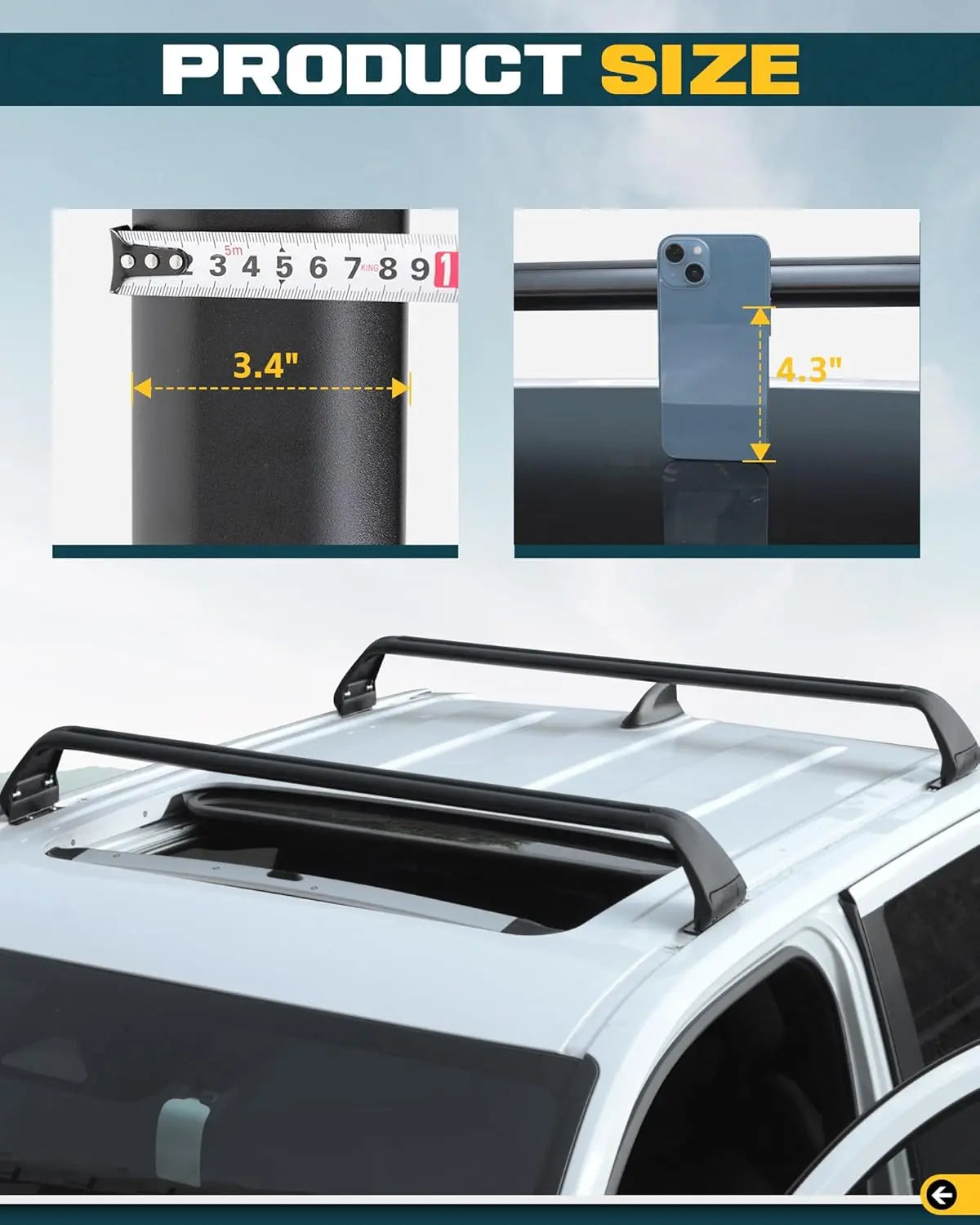 Roof Rack Cross Bars for Toyota Tacoma 2024 2025 Double Cab - MELIPRON