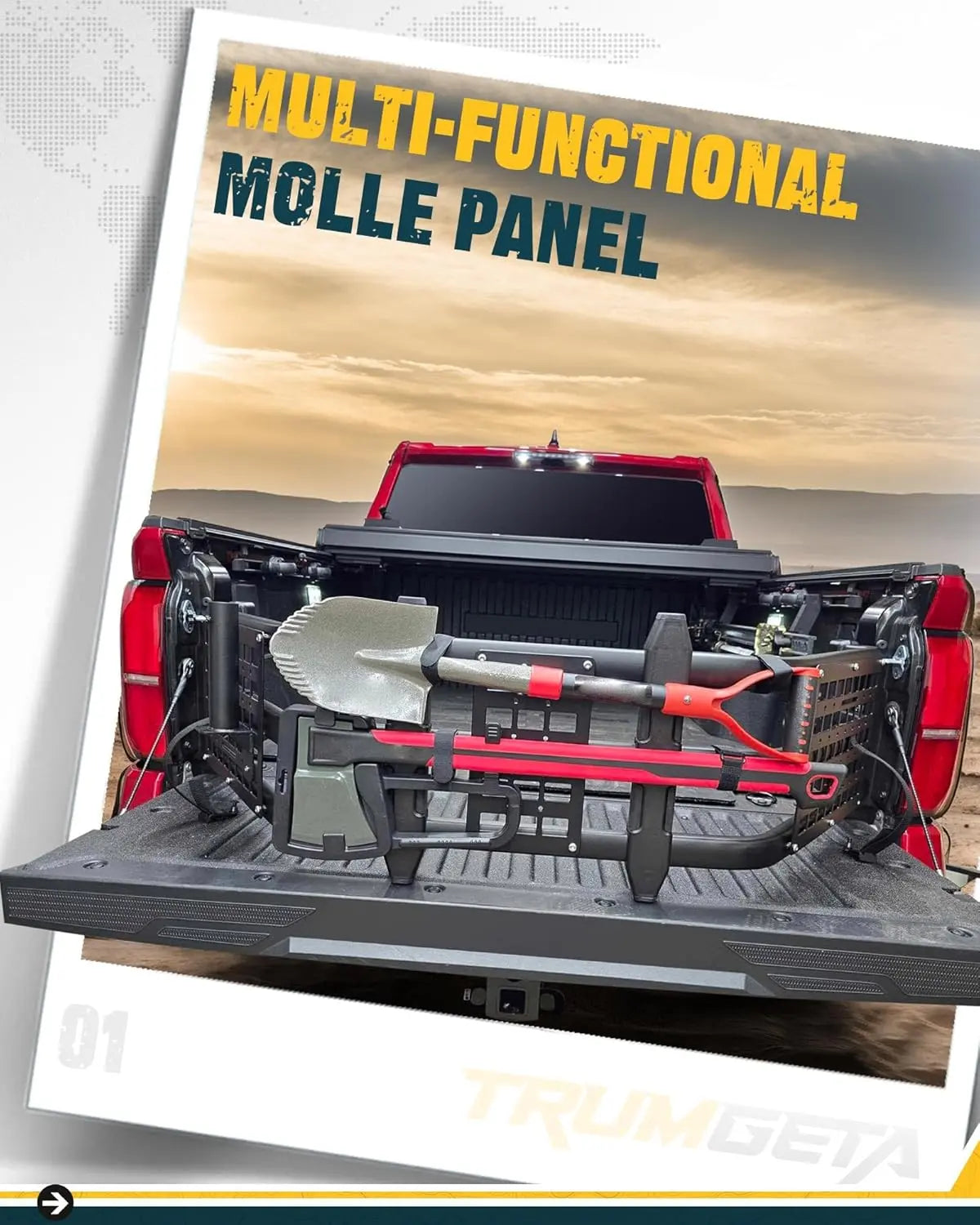 Truck Bed Extender for Toyota Tacoma 2005+ with Molle Panel and Flag Pole Mount - MELIPRON