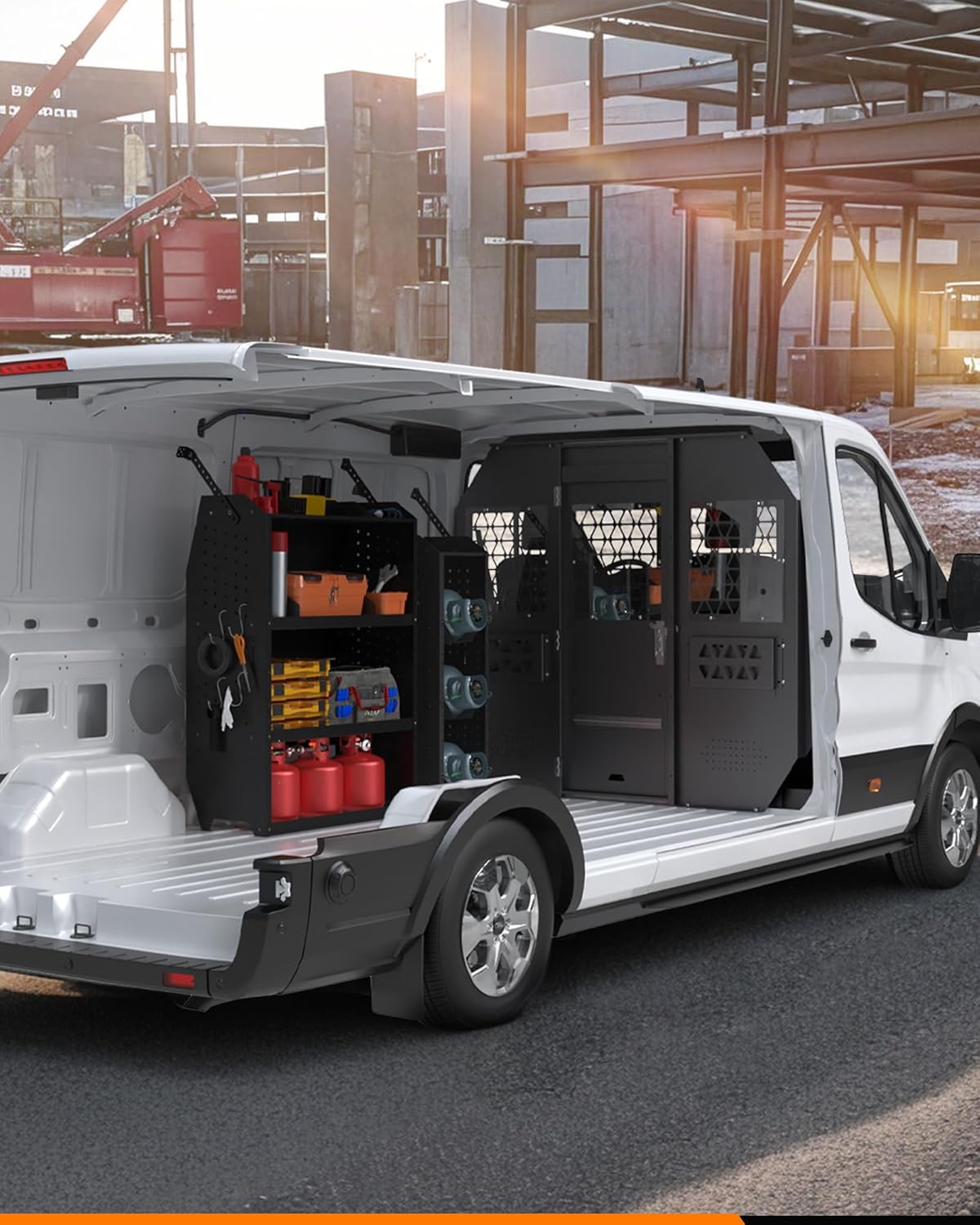 Melipron Van Partition Bulkhead Fit for Ford Transit 150 250 350 Low Roof with Door Handle