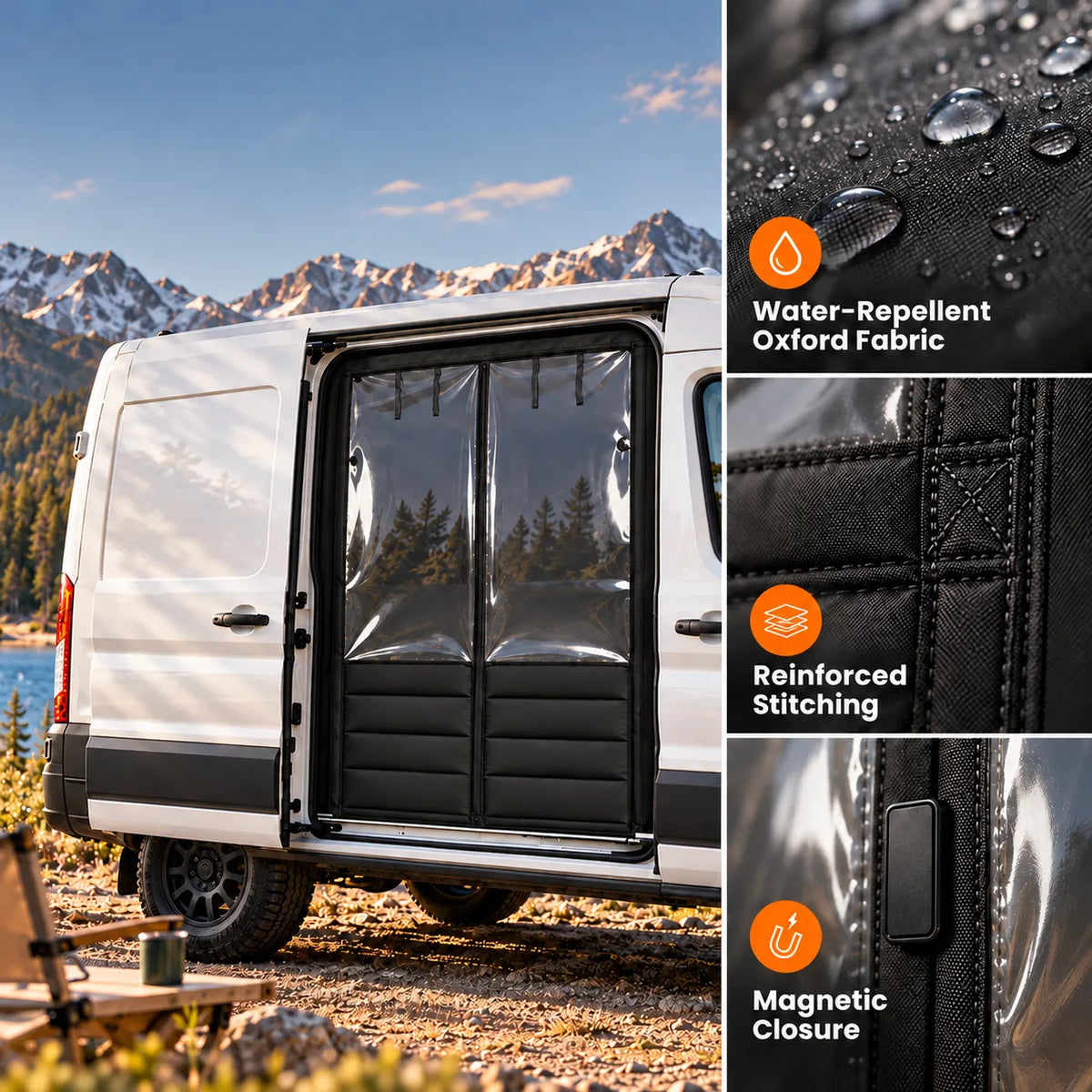 MELIPRON Insulated Side Door Chill Curtain for 2015-2026 Ford Transit Medium & High Roof