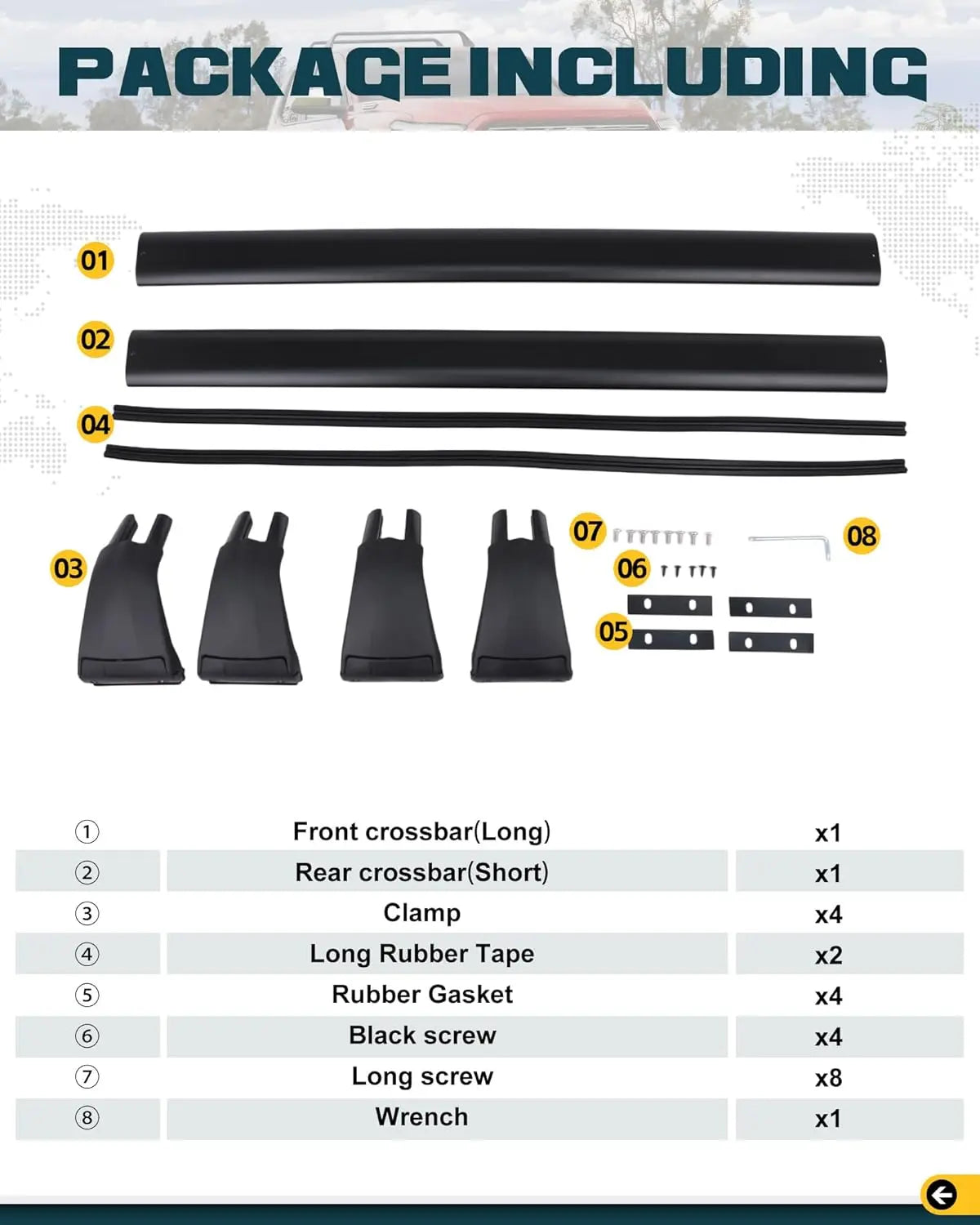 Roof Rack Cross Bars for Toyota Tacoma 2024 2025 Double Cab - MELIPRON