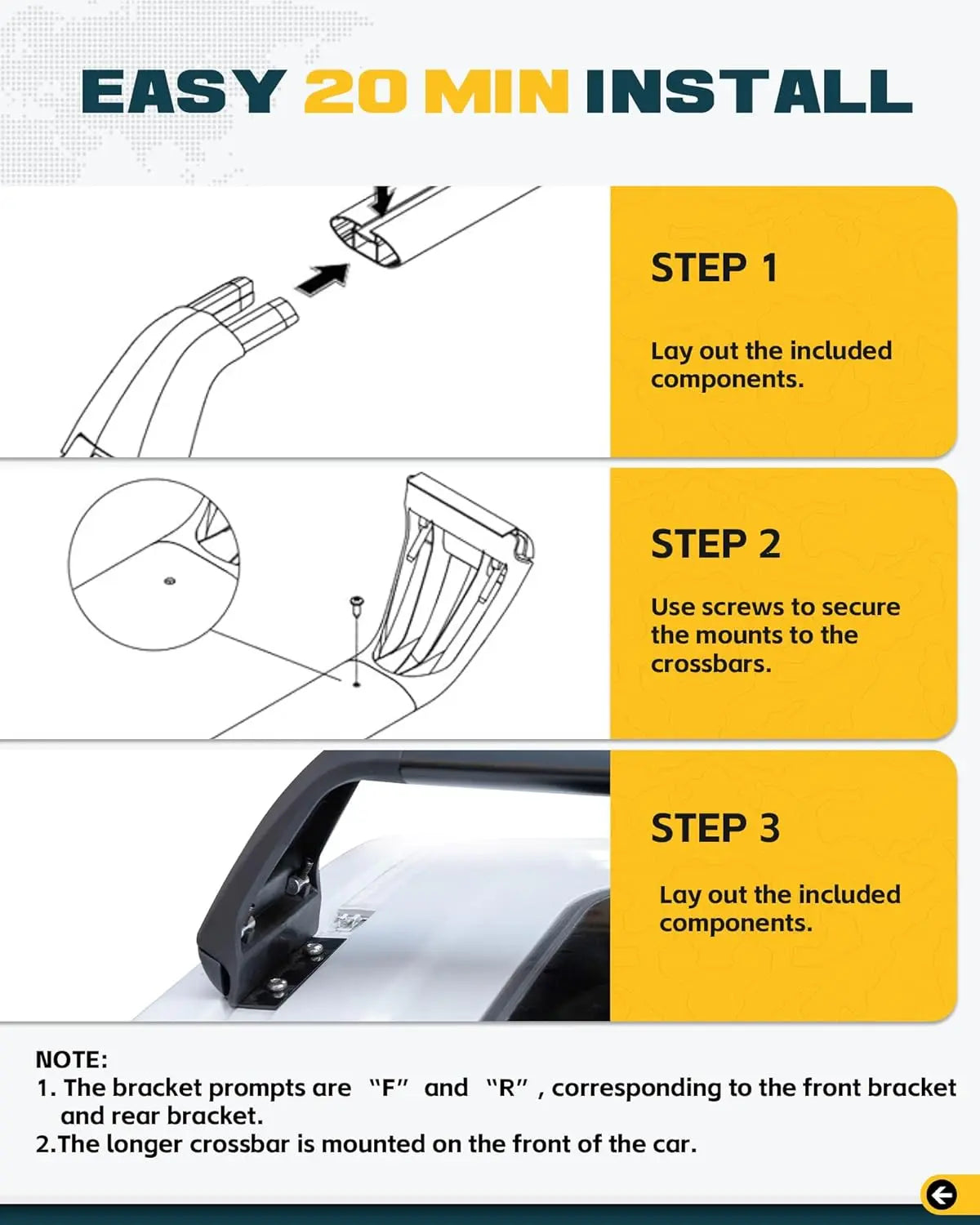 Roof Rack Cross Bars for Toyota Tacoma 2024 2025 Double Cab - MELIPRON