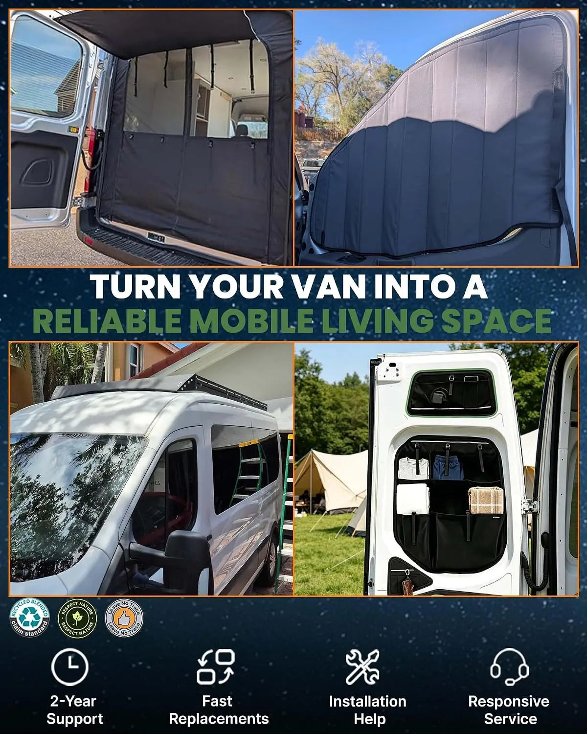 Melipron Magnetic Insulated Rear Door Window Covers for 2014-2026 RAM ProMaster with Storage Pouches – Pair