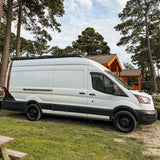 【Preorder】MELIPRON Ford Transit 148" WB Ext High Roof Aluminum Roof Rack, Low Profile, Wind Fairing, T-Slot, 300lb/500lb Capacity
