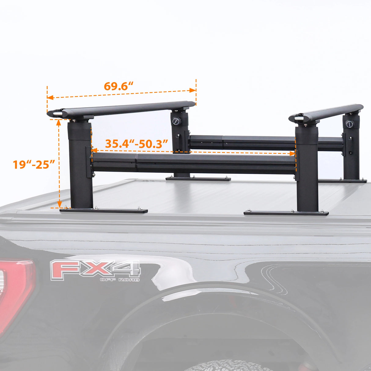800 LBS Heavy Duty Ladder Rack for Truck Bed with Tonneau Cover-9